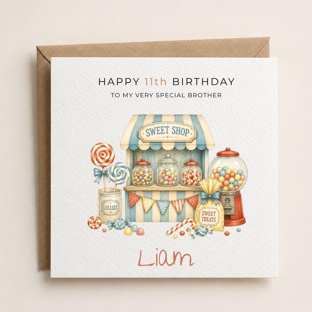 Personalised Sweets Theme Birthday Card for Son, Grandson, Brother etc