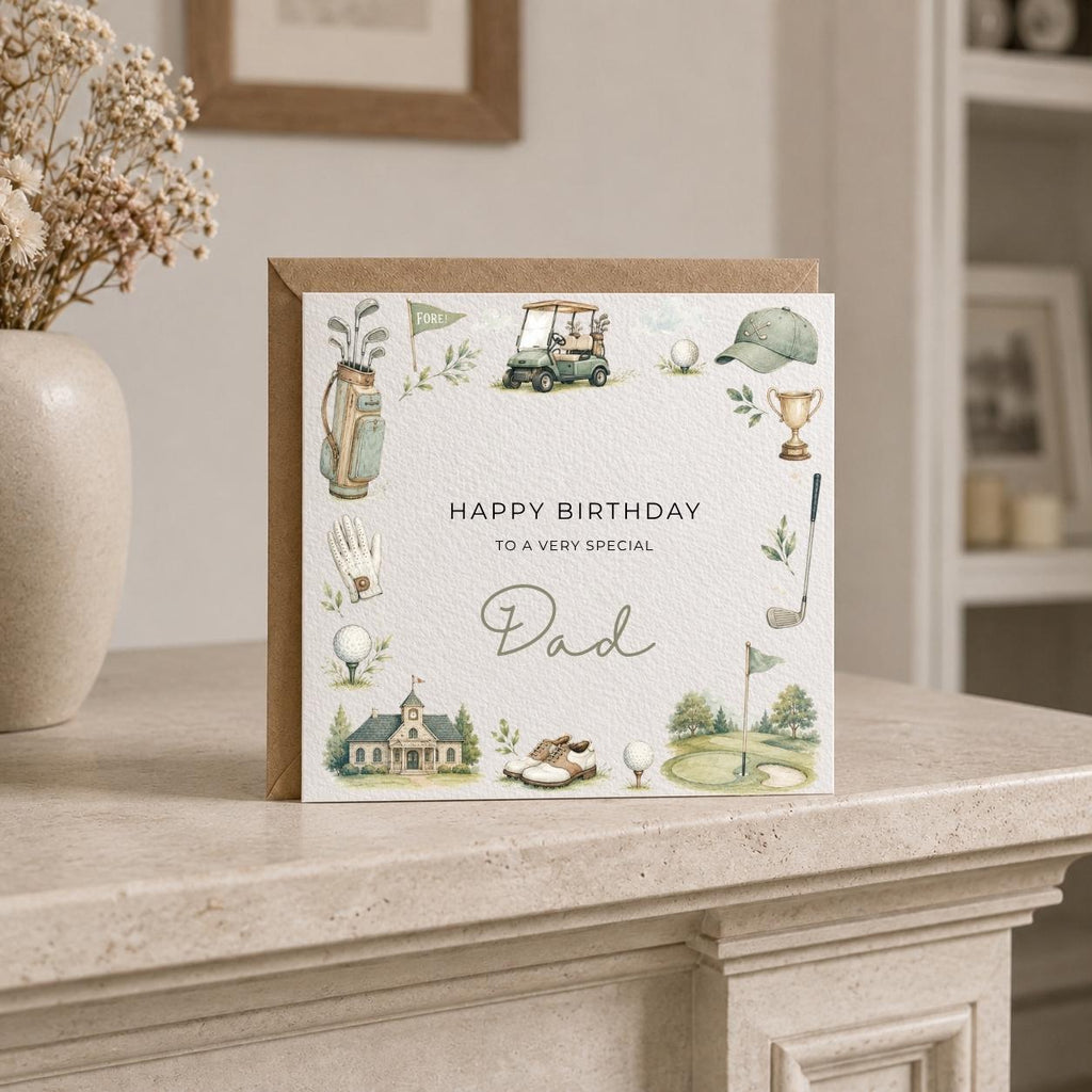 Personalised Golf Theme Birthday Card for Husband, Dad, Grandad, Son,  Uncle, Brother etc