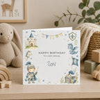 Personalised Knight Theme Birthday Card for Son, Grandson, Brother etc
