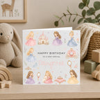 Personalised Princess Theme Birthday Card for Daughter, Granddaughter, Sister etc