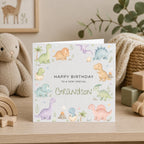 Personalised Dinosaur Theme Birthday Card for Son, Grandson, Brother etc