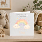 Personalised Rainbow Theme Birthday Card for Daughter, Granddaughter, Sister etc