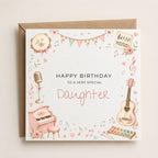 Personalised Music Theme Birthday Card for Daughter, Granddaughter, Sister etc