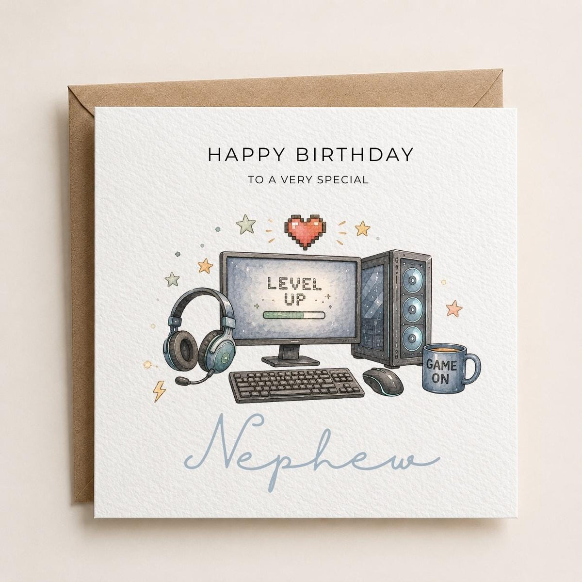 Personalised Gaming Theme Birthday Card for Husband, Dad, Grandad, Son,  Uncle, Brother etc