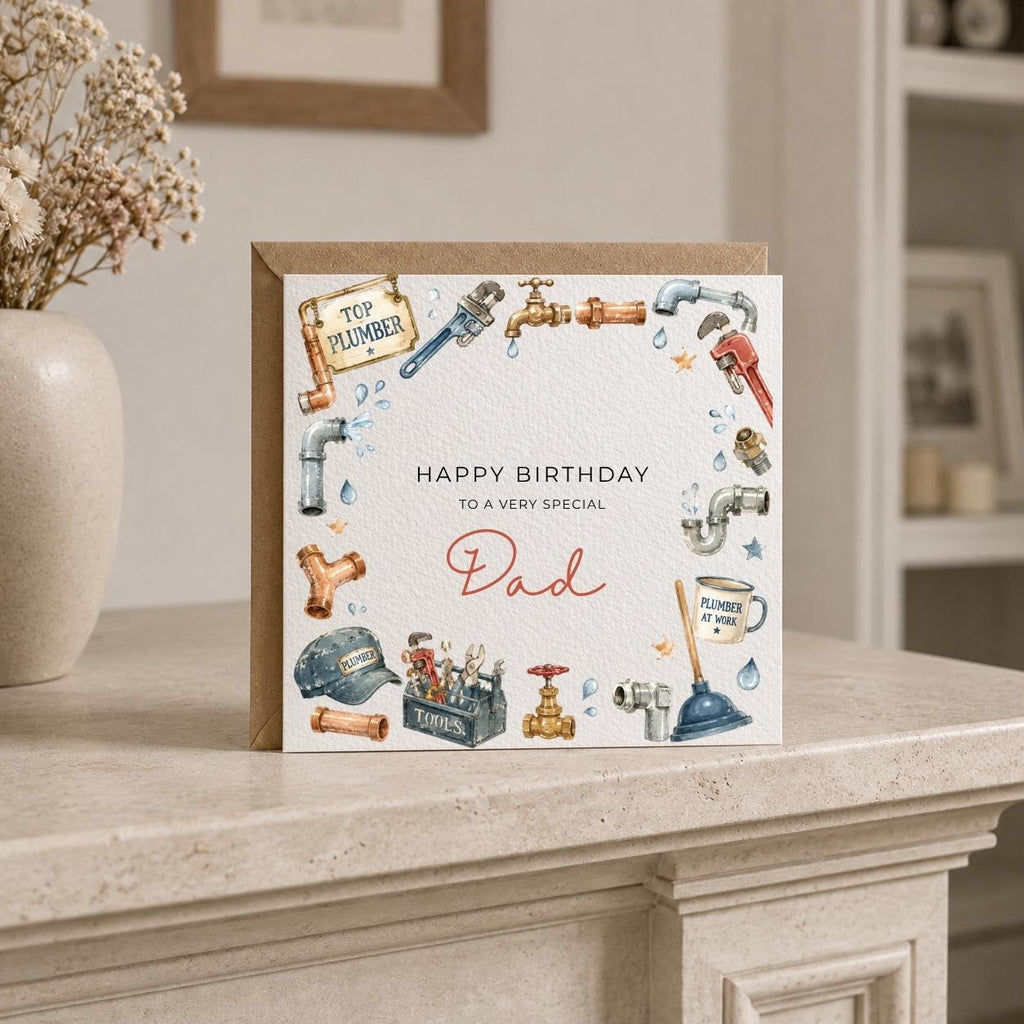 Personalised Plumber Theme Birthday Card for Husband, Dad, Grandad, Son,  Uncle, Brother etc