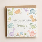 Personalised Dinosaur Theme Birthday Card for Son, Grandson, Brother etc