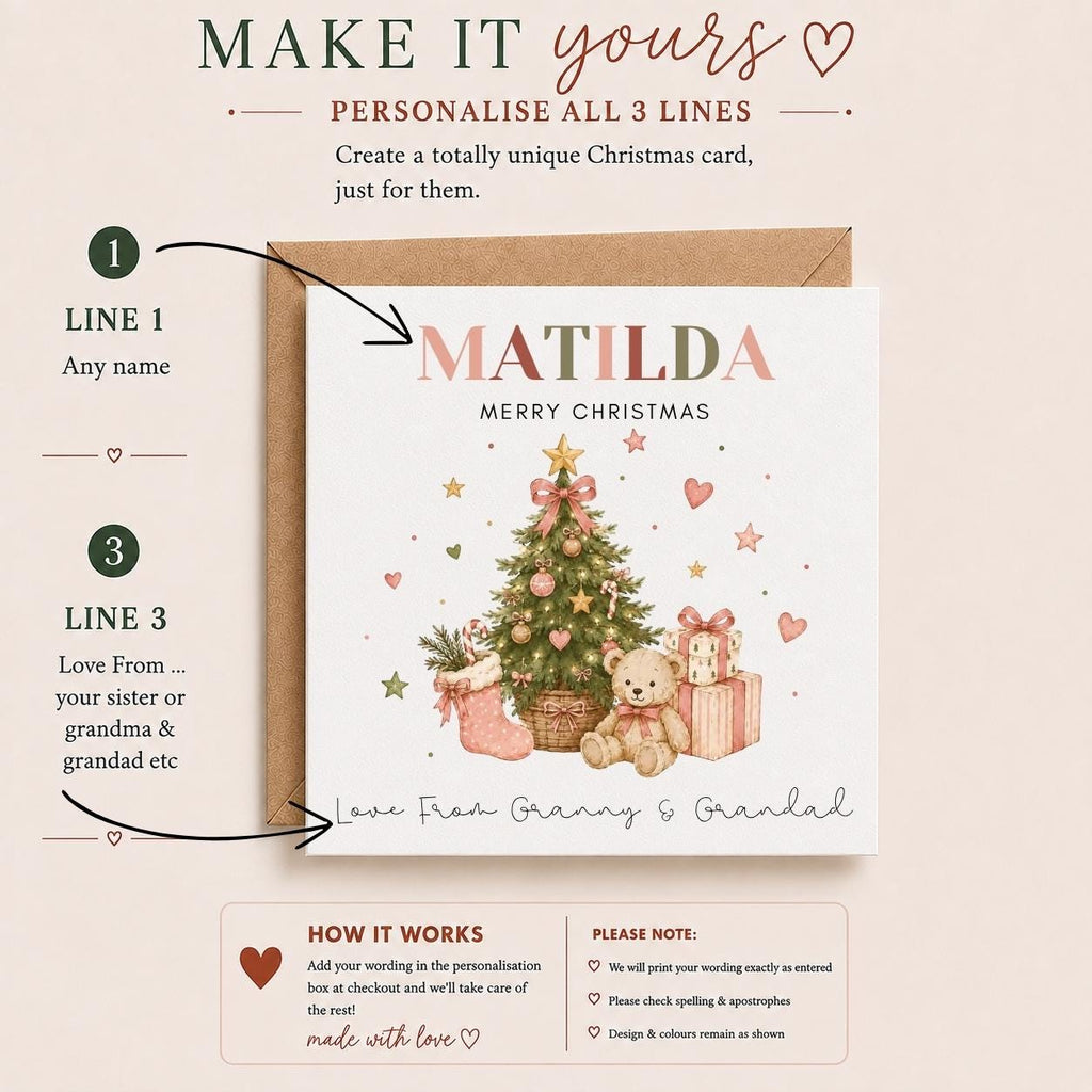 Personalised Christmas Card | For Children | Completely Customisable | Festive Children's Greetings Card