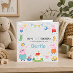 Personalised TV Pig | Peppa Theme Birthday Card for Son, Daughter, Brother, Sister, Friend etc