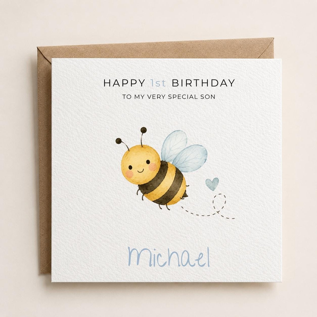 Personalised Bee Theme Birthday Card for Son, Grandson, Brother etc