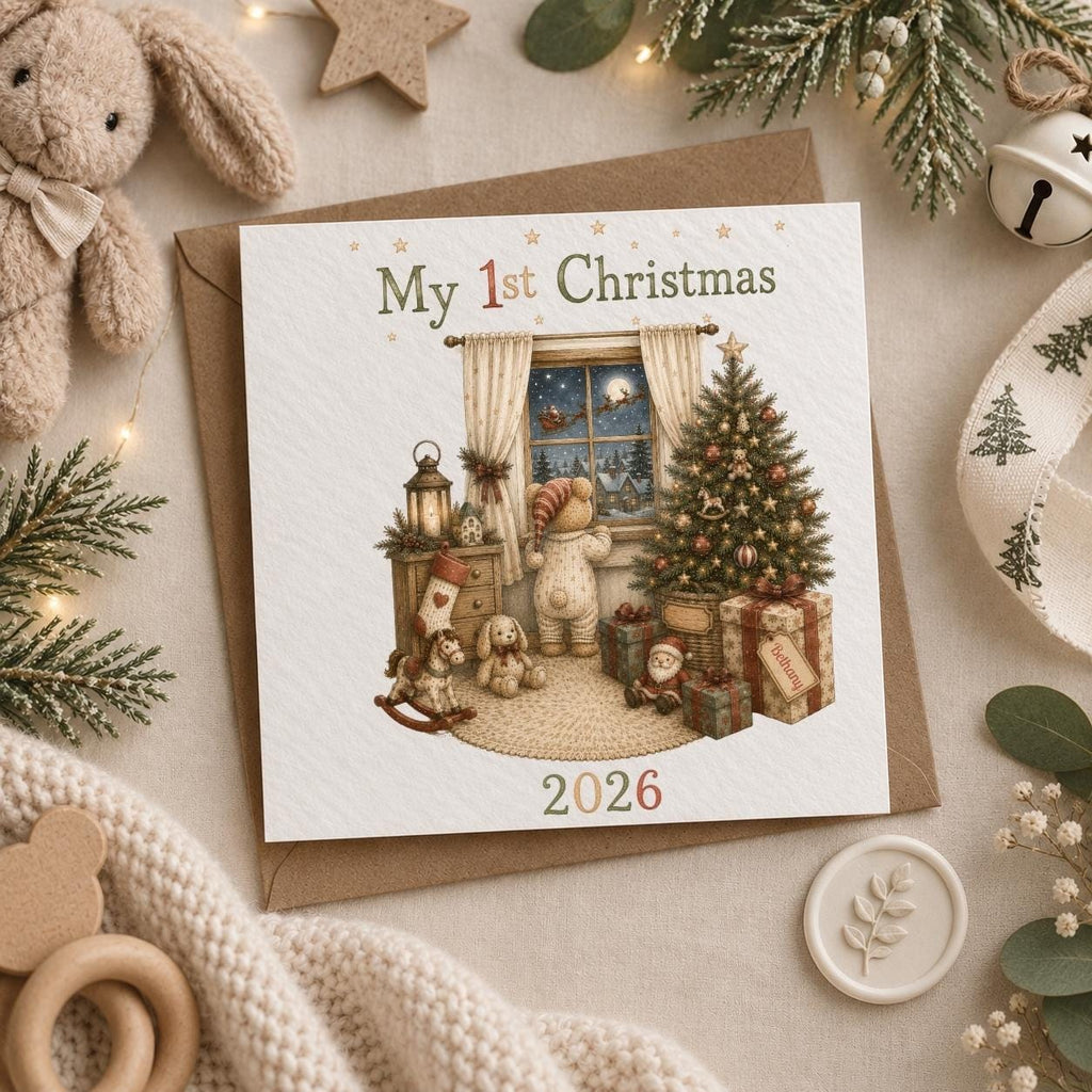 Personalised Christmas Card | My 1st Christmas | Add Any Name | For New-born / Baby