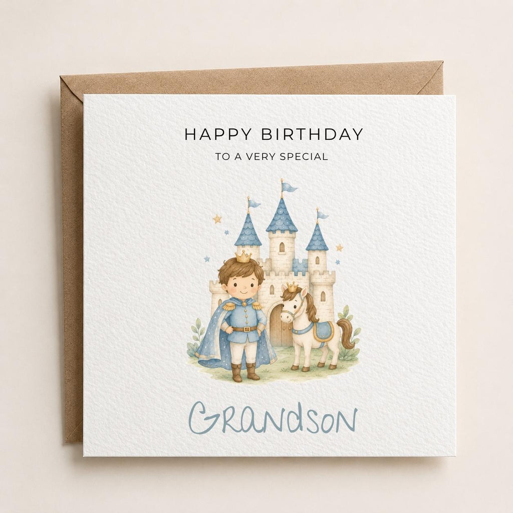 Personalised Prince Theme Birthday Card for Son, Grandson, Brother etc