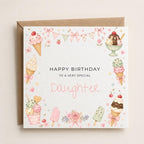 Personalised Icecream Theme Birthday Card for Daughter, Granddaughter, Sister etc