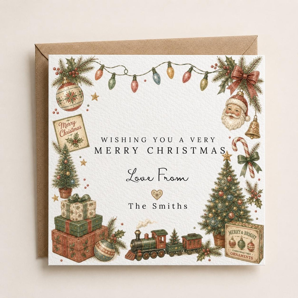 Personalised Christmas Card | Vintage Festive Greeting | Luxury Xmas Keepsake | Completely Customisable | Nostalgic Christmas