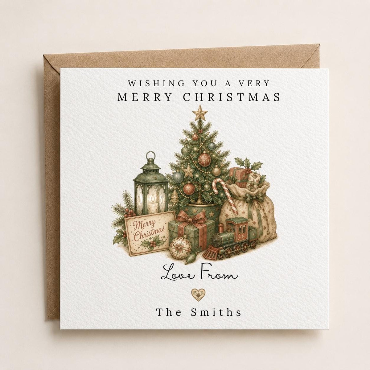 Personalised Christmas Card | Vintage Festive Greeting | Luxury Xmas Keepsake | Completely Customisable | Nostalgic Christmas