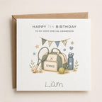 Personalised Tennis Theme Birthday Card for Son, Grandson, Brother etc