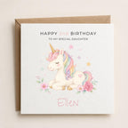 Personalised Unicorn Theme Birthday Card for Daughter, Granddaughter, Sister etc