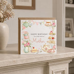 Personalised Afternoon Tea Theme Birthday Card for Wife, Mum, Grandma, Daughter, Auntie, Sister etc
