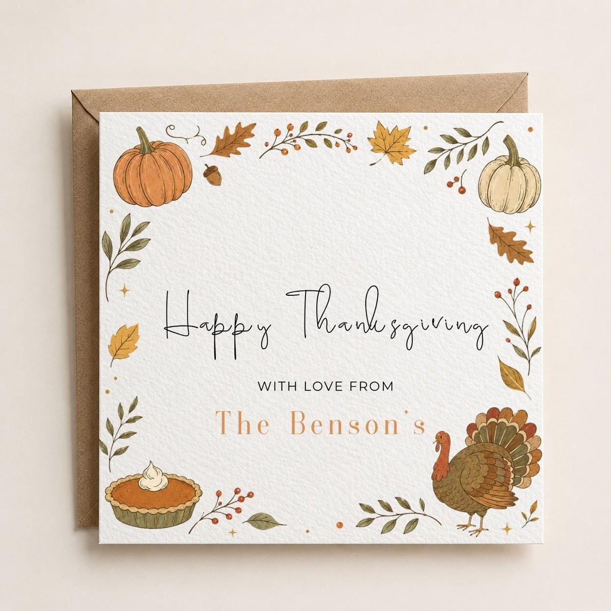 Personalised Thanksgiving Theme Greetings Card, Completely Customizable