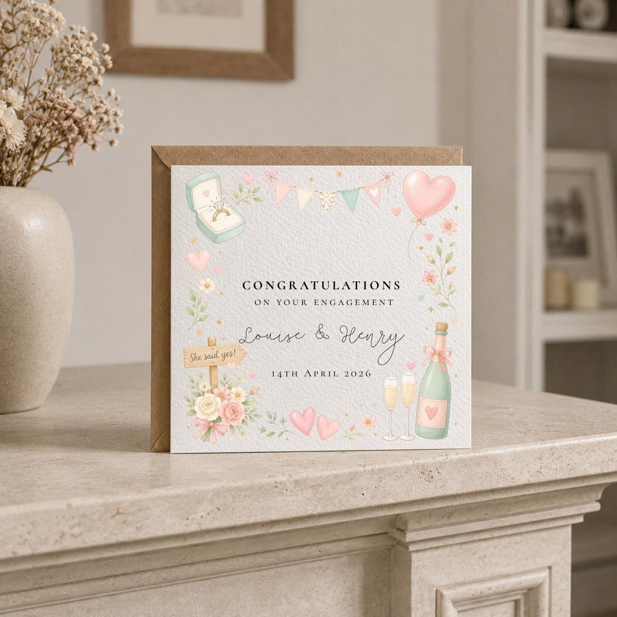 Personalised For Her Engagement Card