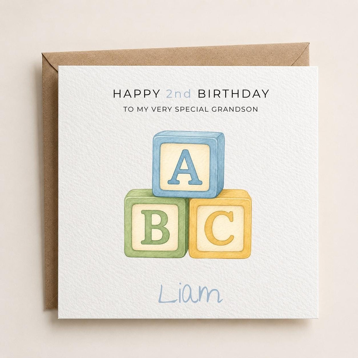Personalised Building Blocks Theme Birthday Card for Son, Grandson, Brother etc