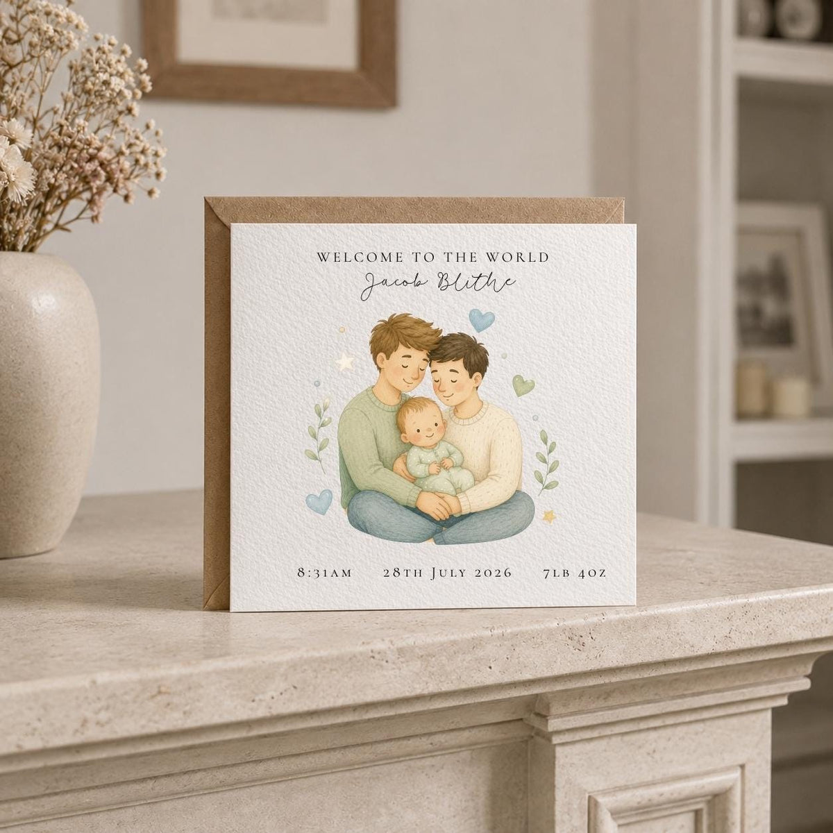 Personalised Dad & Dad New Baby Card