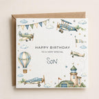 Personalised Airplane Theme Birthday Card for Son, Grandson, Brother etc