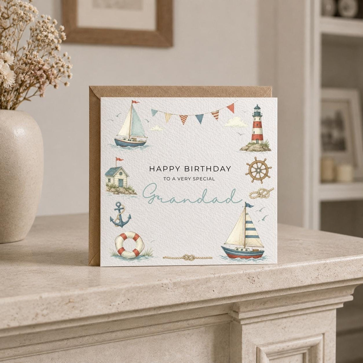 Personalised Sailing Theme Birthday Card for Husband, Dad, Grandad, Son,  Uncle, Brother etc