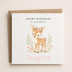 Personalised Woodland Theme Birthday Card for Daughter, Granddaughter, Sister etc