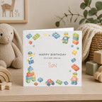 Personalised Lego Theme Birthday Card for Son, Grandson, Brother etc
