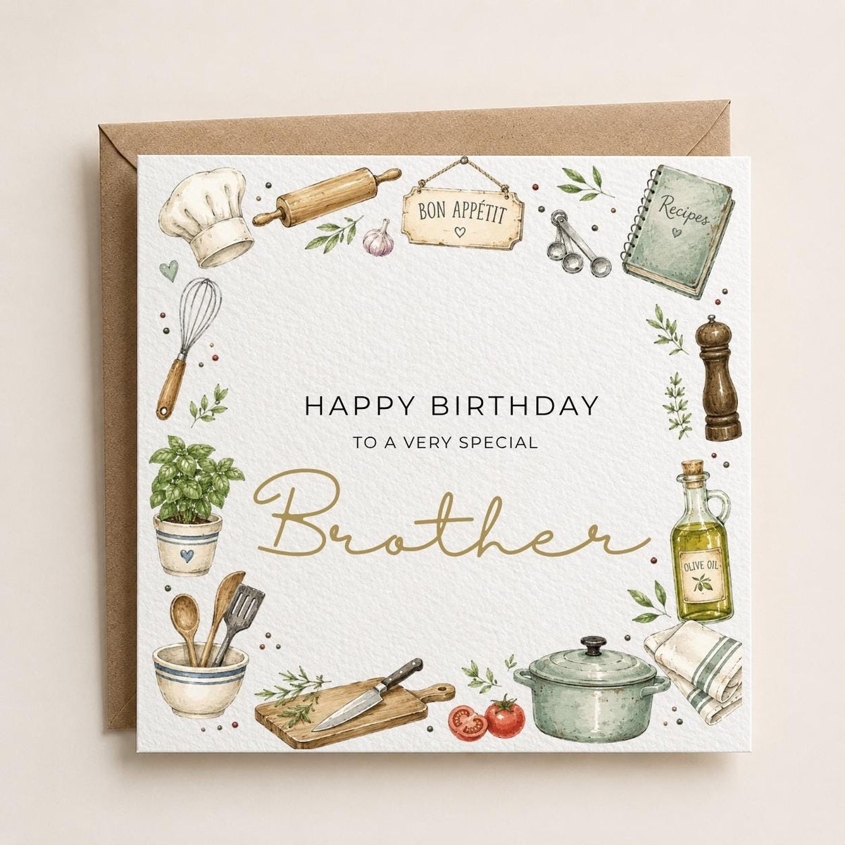 Personalised Chef / Cooking Theme Birthday Card for Husband, Dad, Grandad, Son,  Uncle, Brother etc