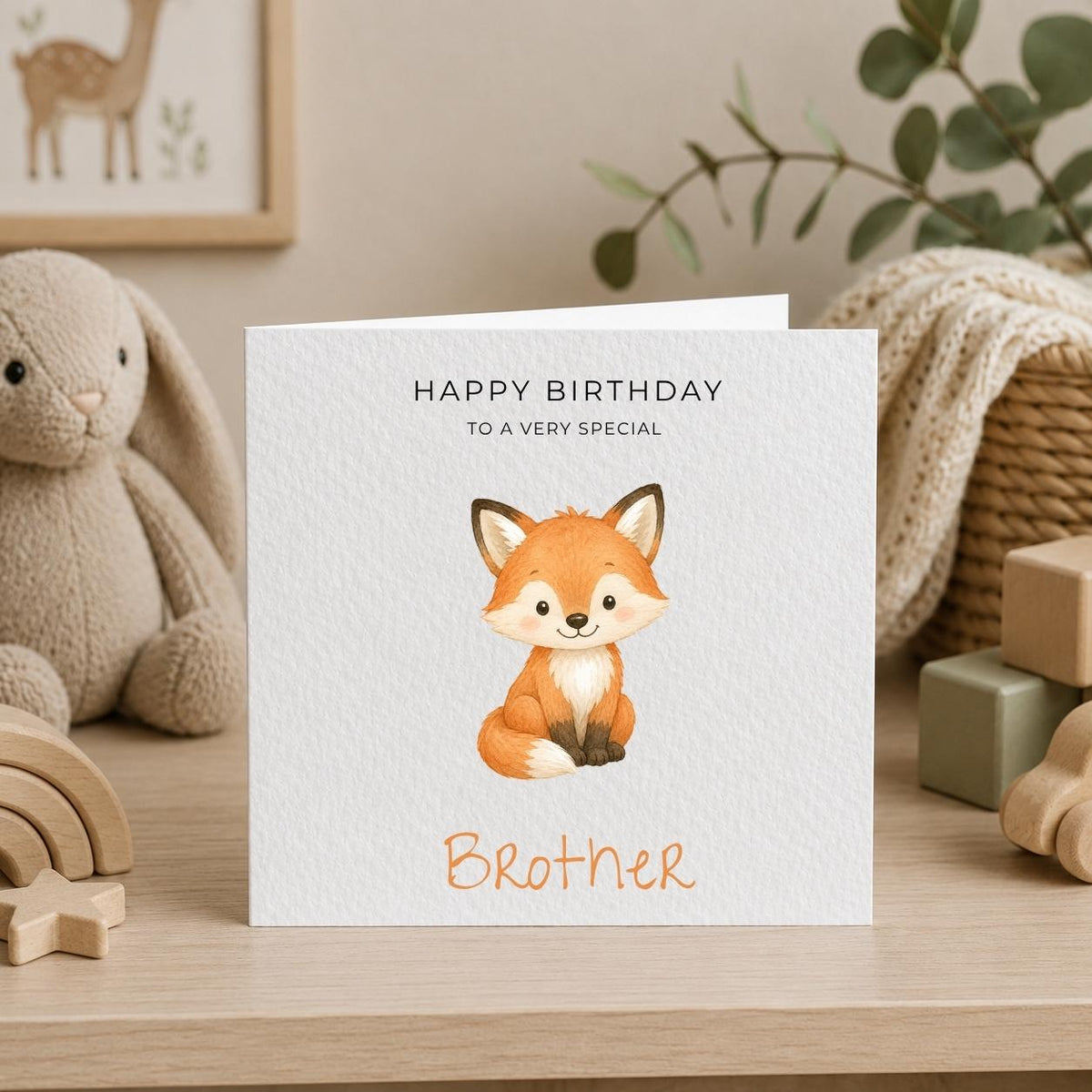 Personalised Foxes Theme Birthday Card for Son, Grandson, Brother etc