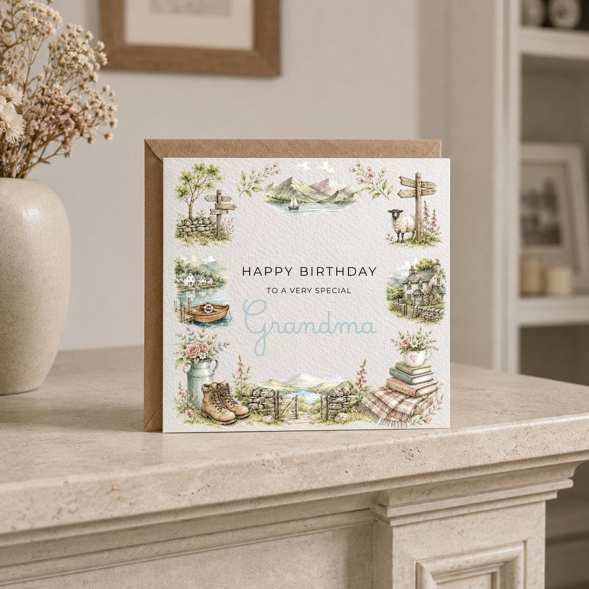 Personalised Lake District Theme Birthday Card for Wife, Mum, Grandma, Daughter, Auntie, Sister etc