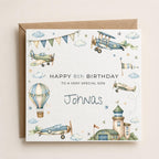 Personalised Airplane Theme Birthday Card for Son, Grandson, Brother etc