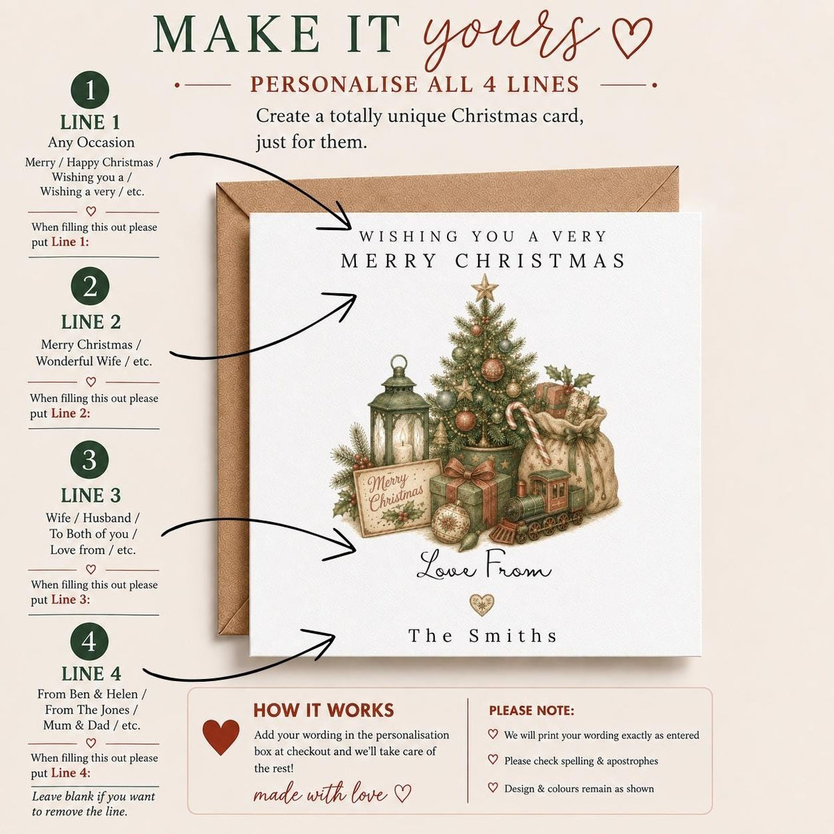 Personalised Christmas Card | Vintage Festive Greeting | Luxury Xmas Keepsake | Completely Customisable | Nostalgic Christmas