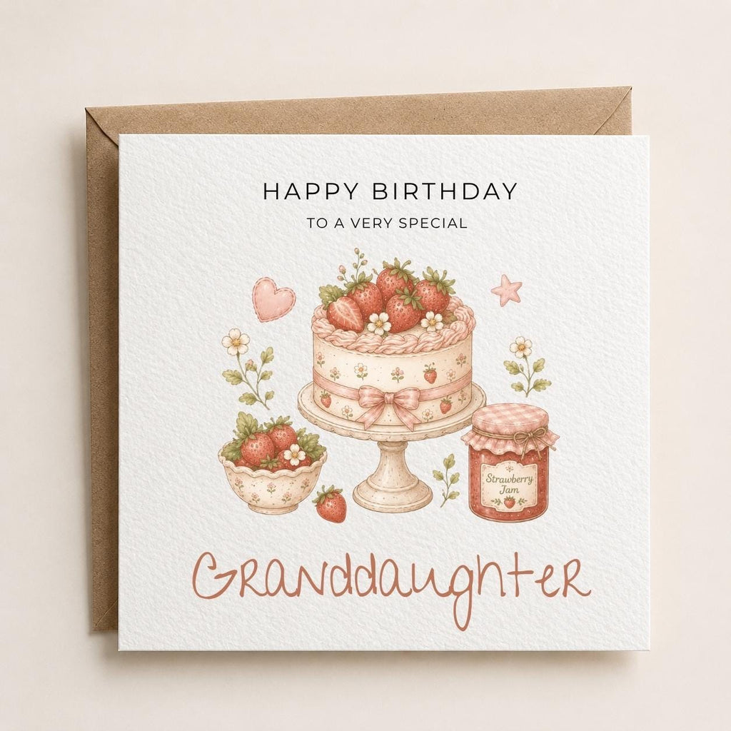 Personalised Strawberry Theme Birthday Card for Daughter, Granddaughter, Sister etc