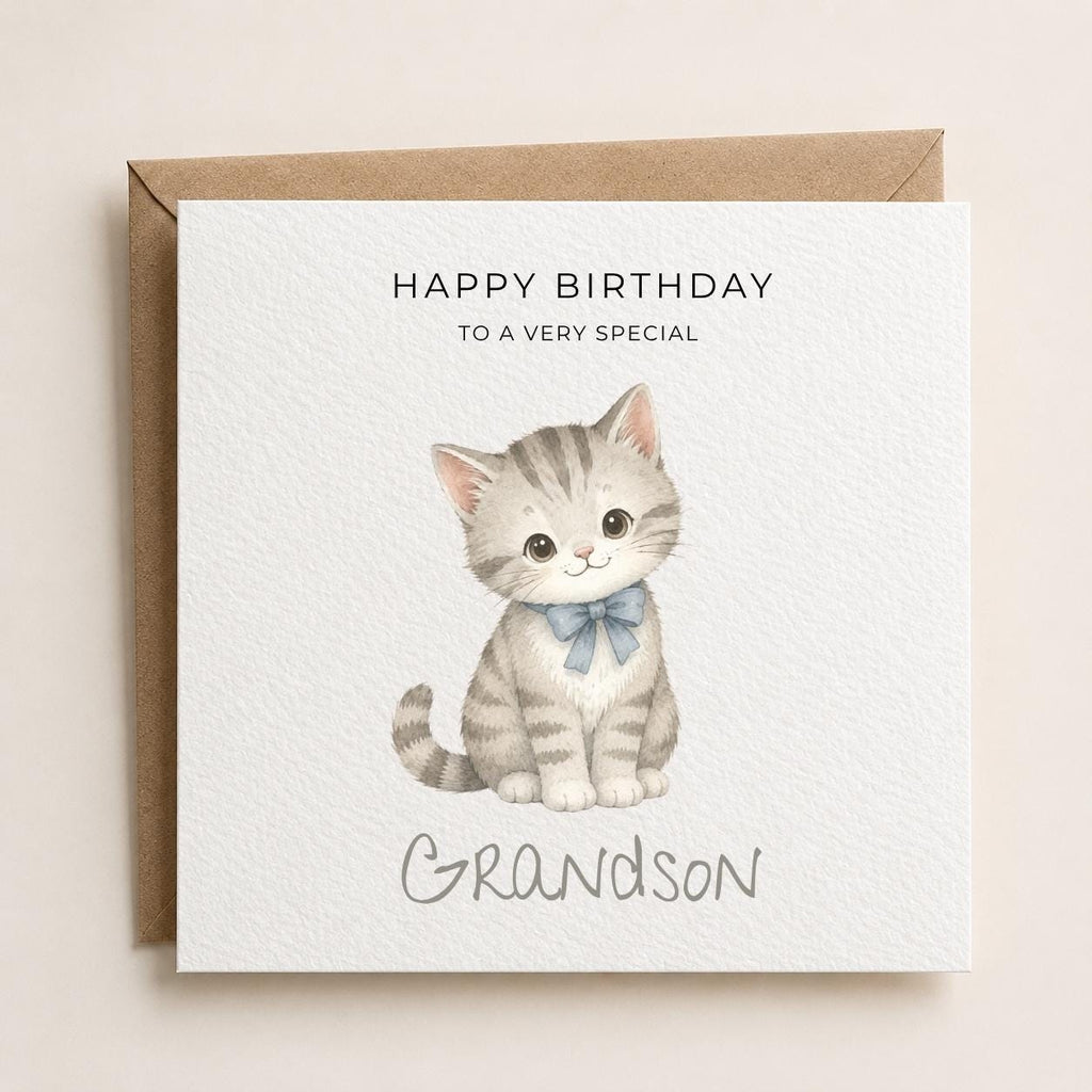 Personalised Cats Theme Birthday Card for Son, Grandson, Brother etc