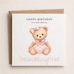 Personalised Teddy Bear Theme Birthday Card for Daughter, Granddaughter, Sister etc