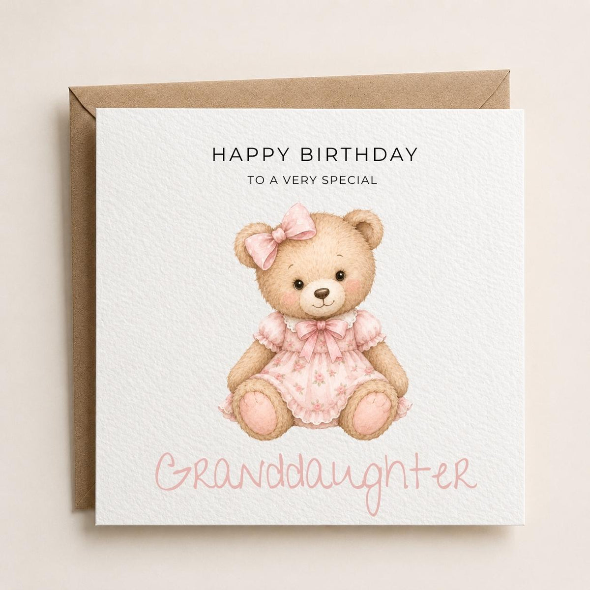 Personalised Teddy Bear Theme Birthday Card for Daughter, Granddaughter, Sister etc