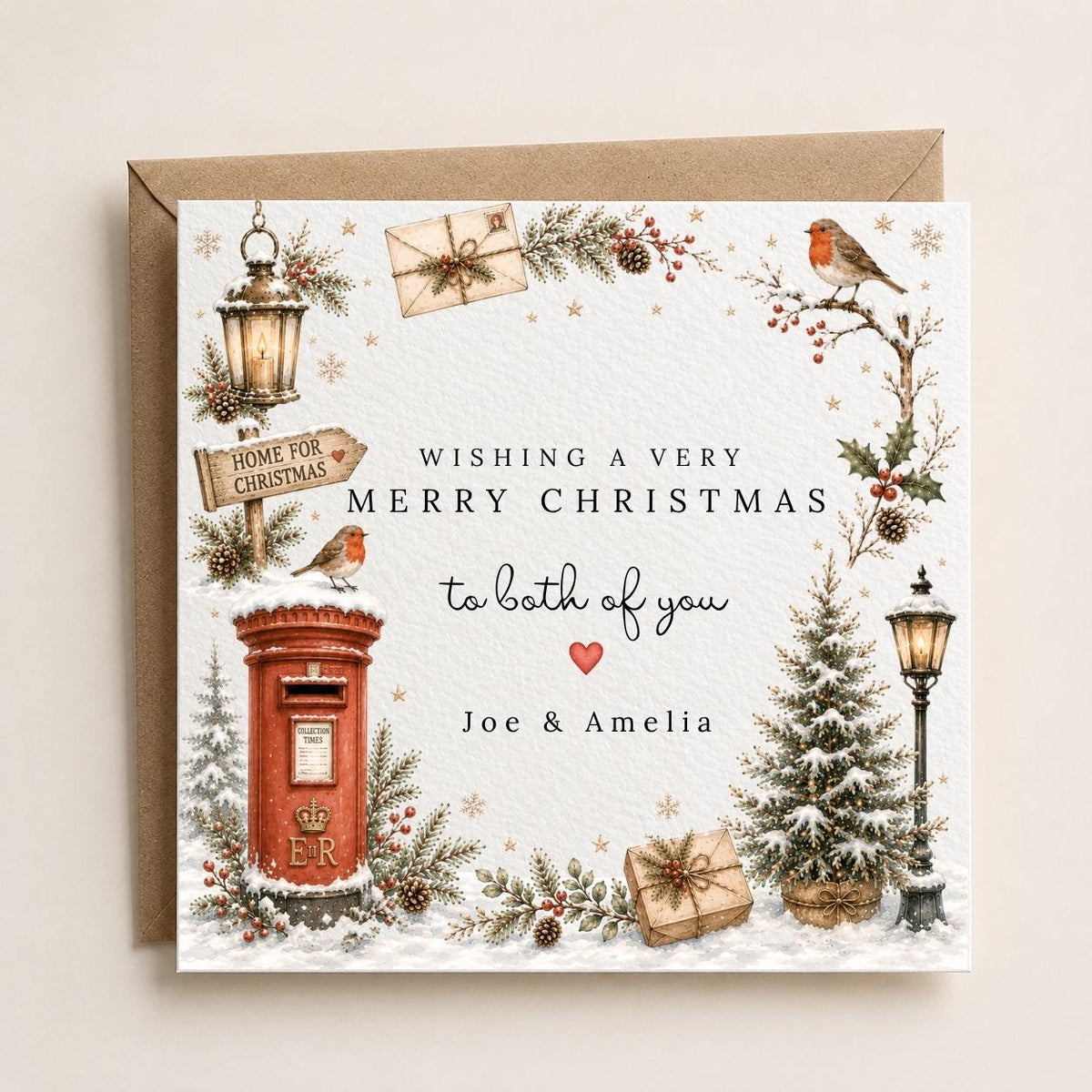 Personalised Christmas Card | Vintage Festive Greeting | Luxury Xmas Keepsake | Completely Customisable | Winter Scenes