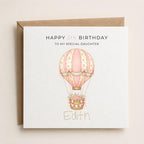 Personalised Hot Air Balloon Theme Birthday Card for Daughter, Granddaughter, Sister etc