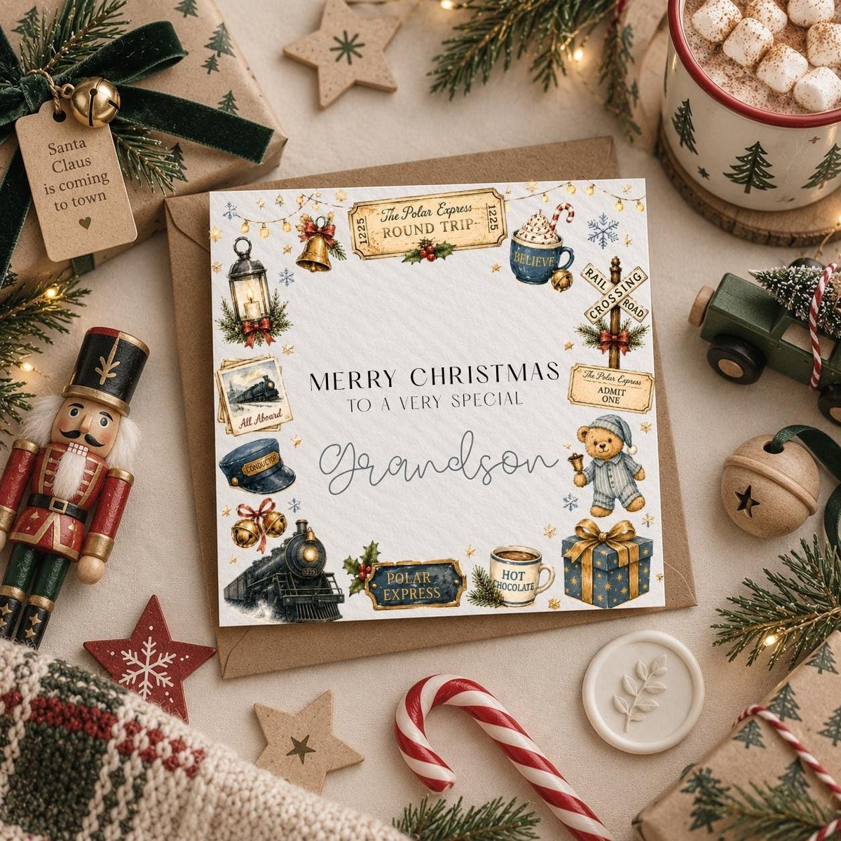 Personalised Polar Express Christmas Card for Children