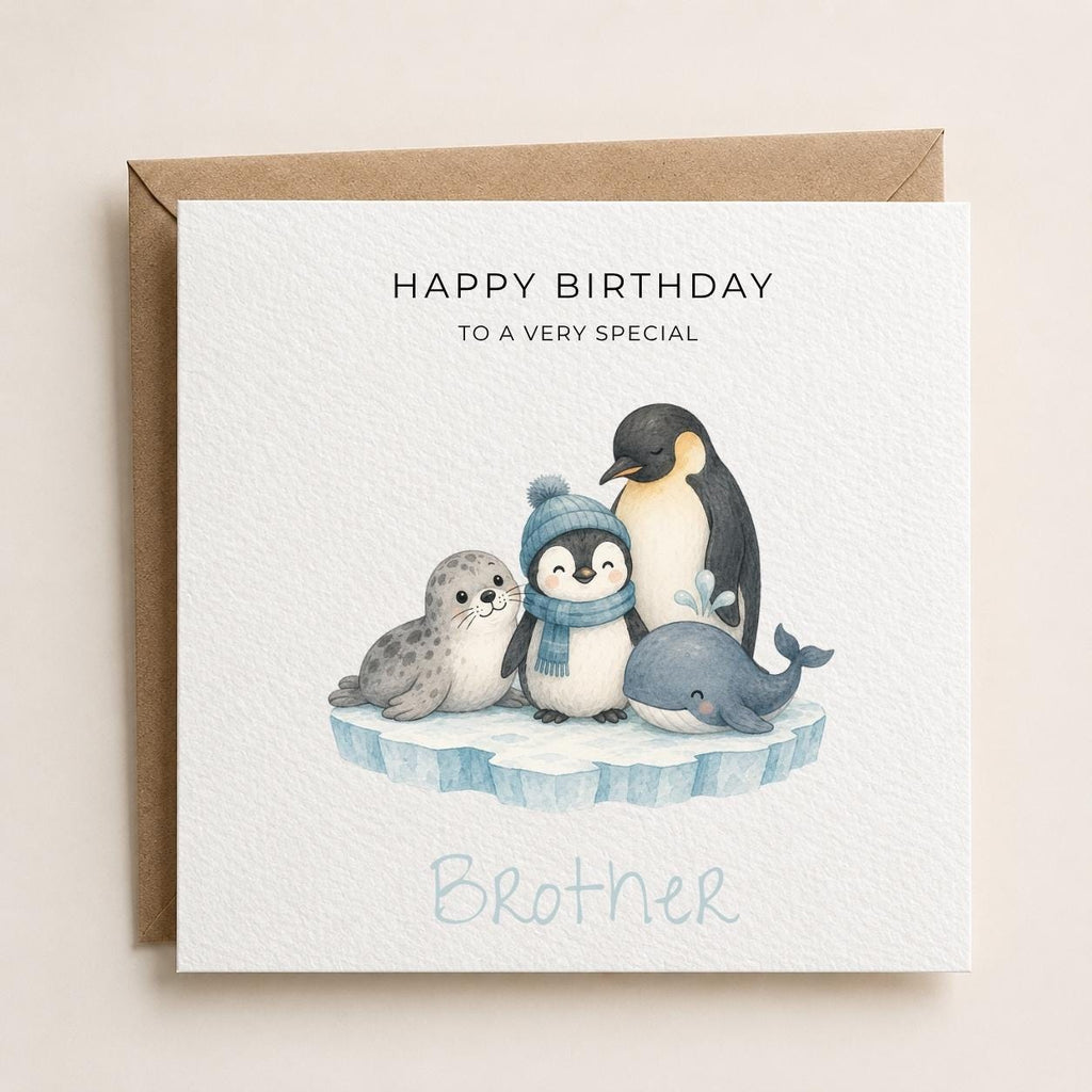 Personalised Artic Animals Theme Birthday Card for Son, Grandson, Brother etc