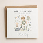 Personalised Football Theme Birthday Card for Son, Grandson, Brother etc