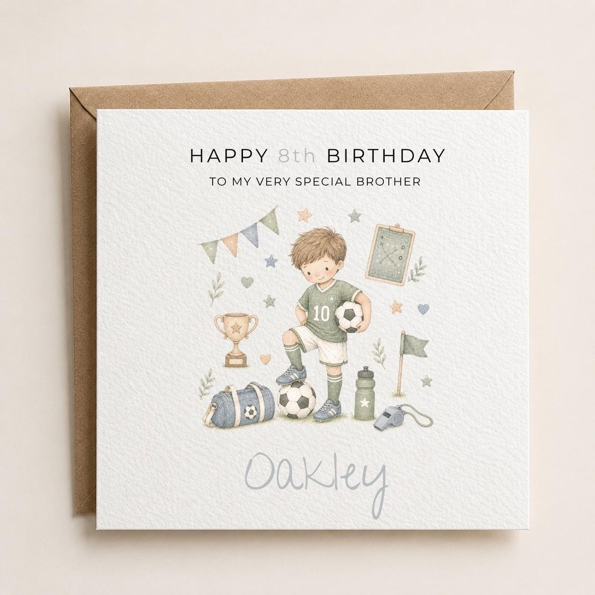 Personalised Football Theme Birthday Card for Son, Grandson, Brother etc