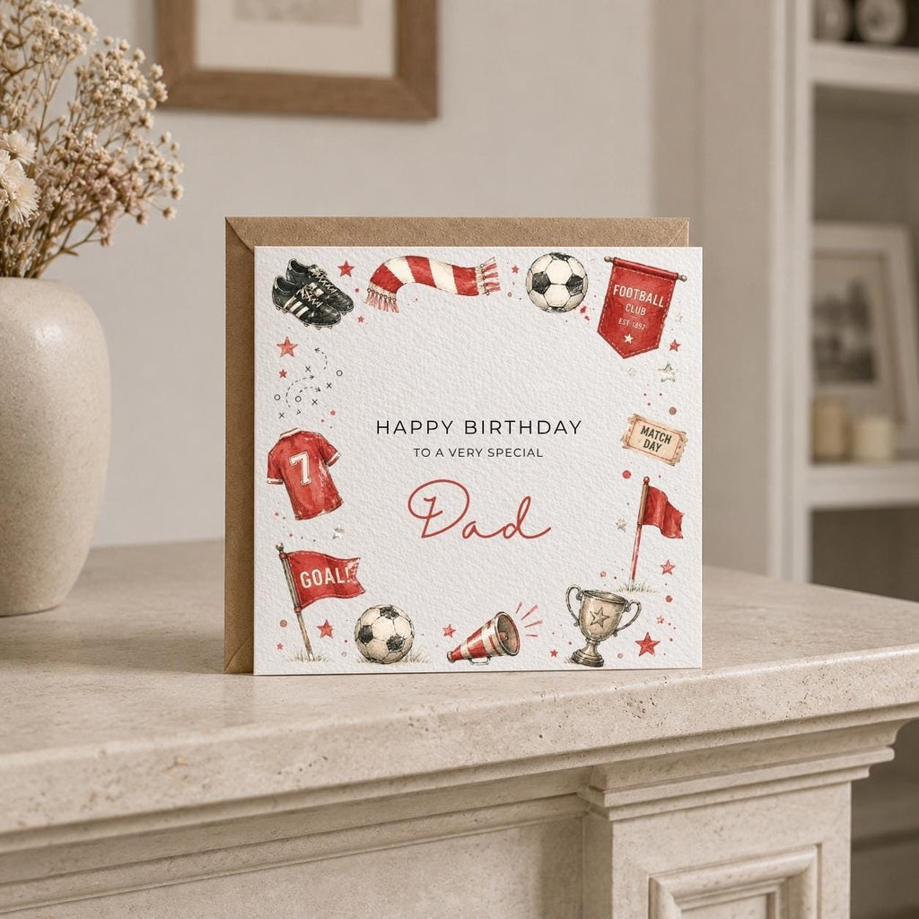 Personalised Football Theme Birthday Card for Husband, Dad, Grandad, Son,  Uncle, Brother etc