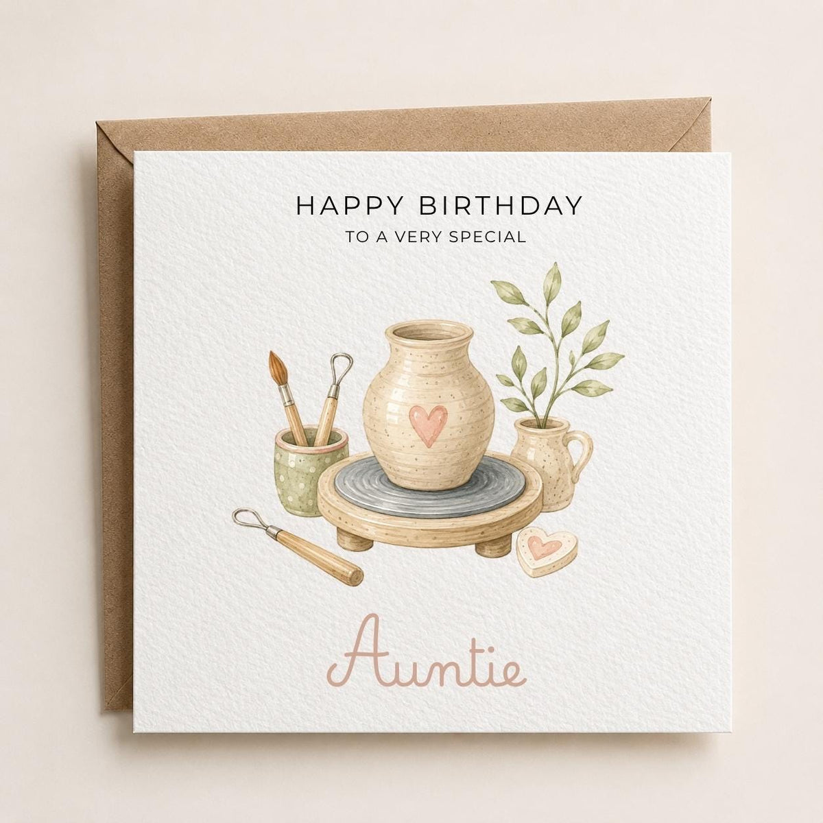 Personalised Pottery Theme Birthday Card for Wife, Mum, Grandma, Daughter, Auntie, Sister etc