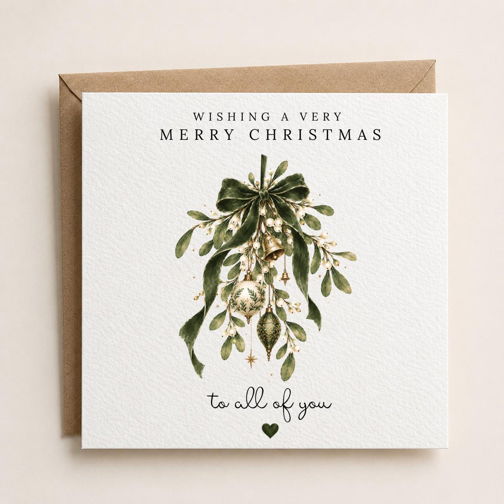 Personalised Christmas Card | Vintage Festive Greeting | Luxury Xmas Keepsake | Completely Customisable | Elegant Mistletoe Christmas