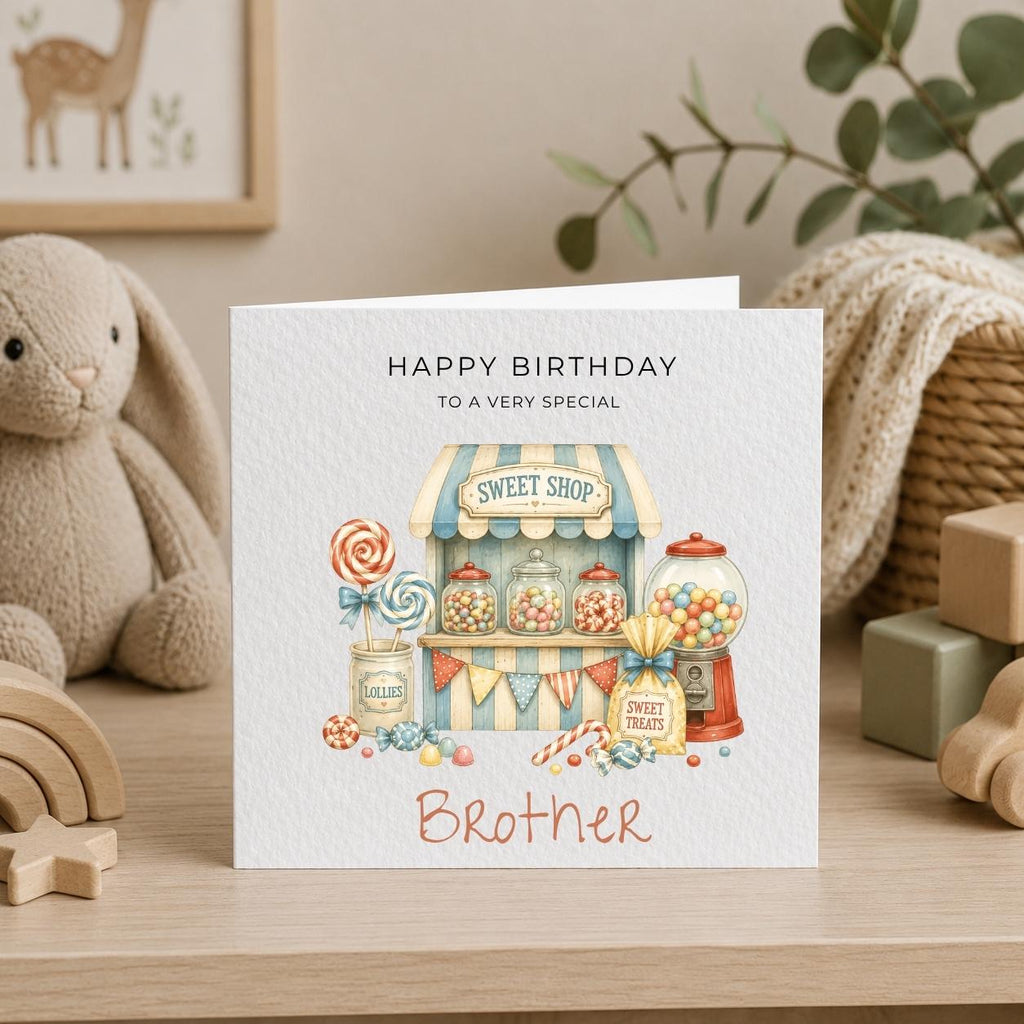 Personalised Sweets Theme Birthday Card for Son, Grandson, Brother etc