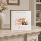 Personalised Designer Bags Theme Birthday Card for Wife, Mum, Grandma, Daughter, Auntie, Sister etc