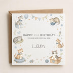 Personalised Cats Theme Birthday Card for Son, Grandson, Brother etc